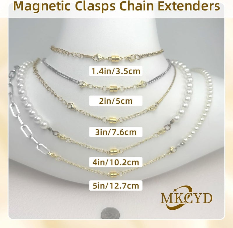 MKCYD Necklace Extender with Magnetic Clasps, Gold Magnetic Necklace Clasps and Closures with Necklace Extenders for Women - Image 3